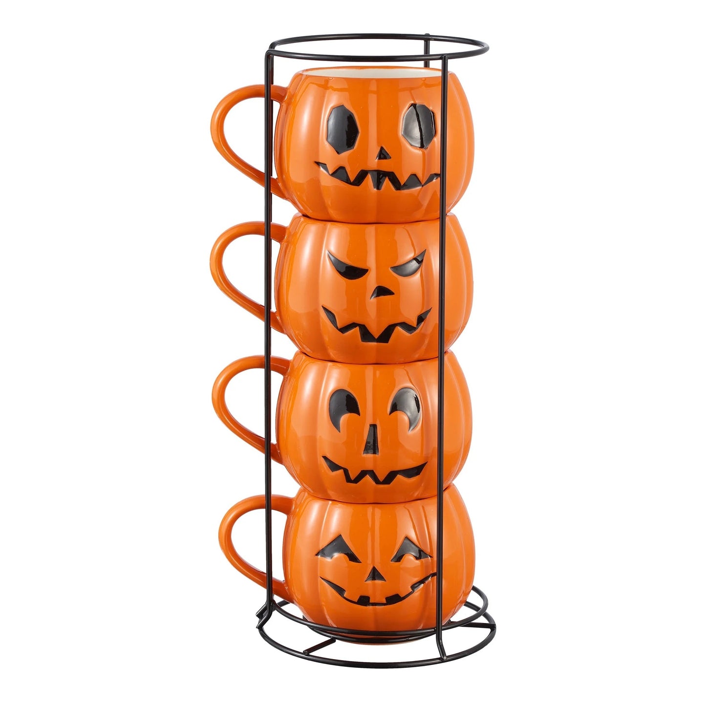 Jack-O’-Lantern Mug Set & Stackable Rack