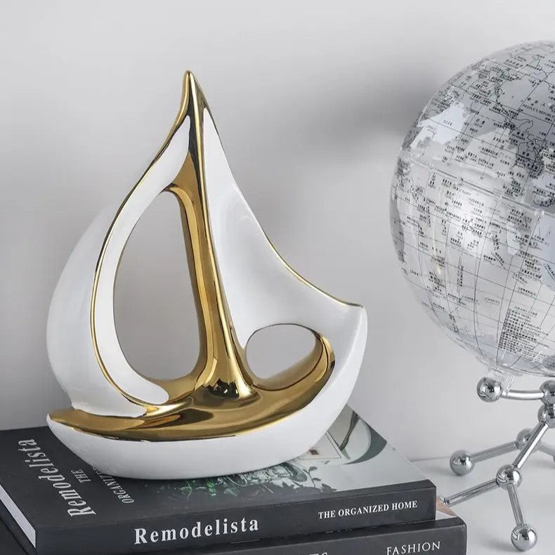 Ceramic Sailboat Sculpture
