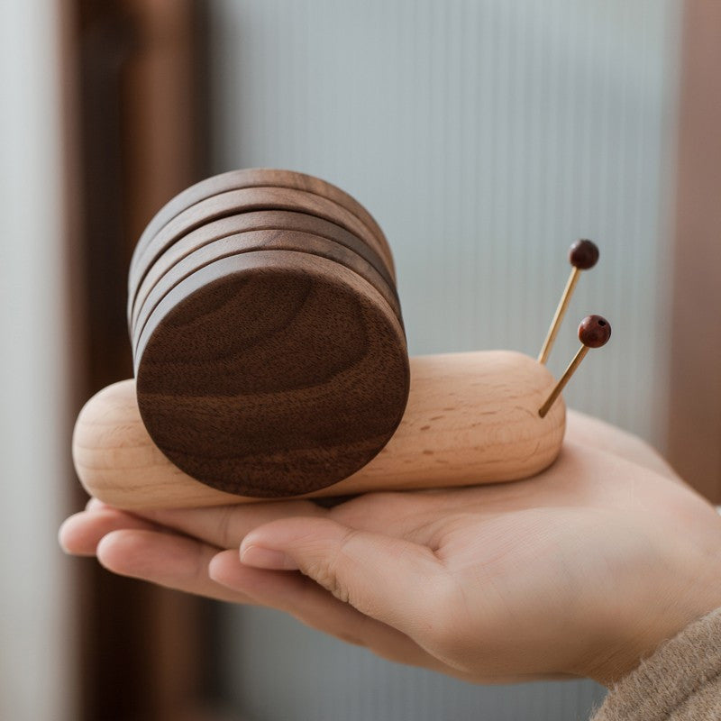 Artisan Snail Wooden Coaster Set