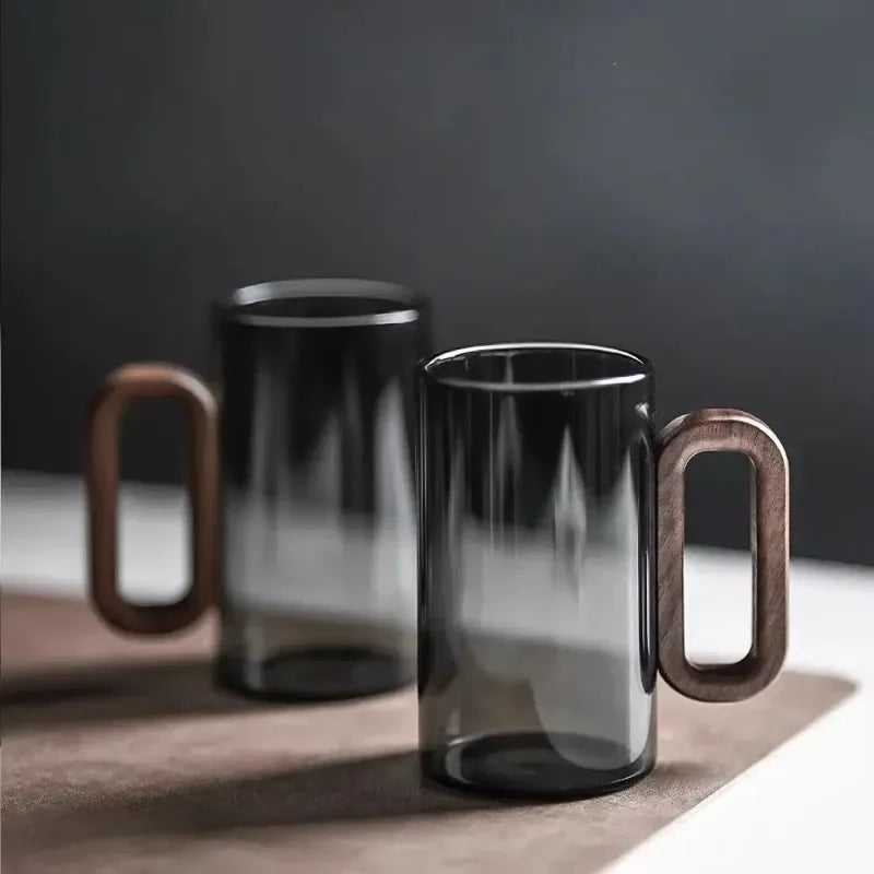 Walnut Grip Pyrex Glass Mug