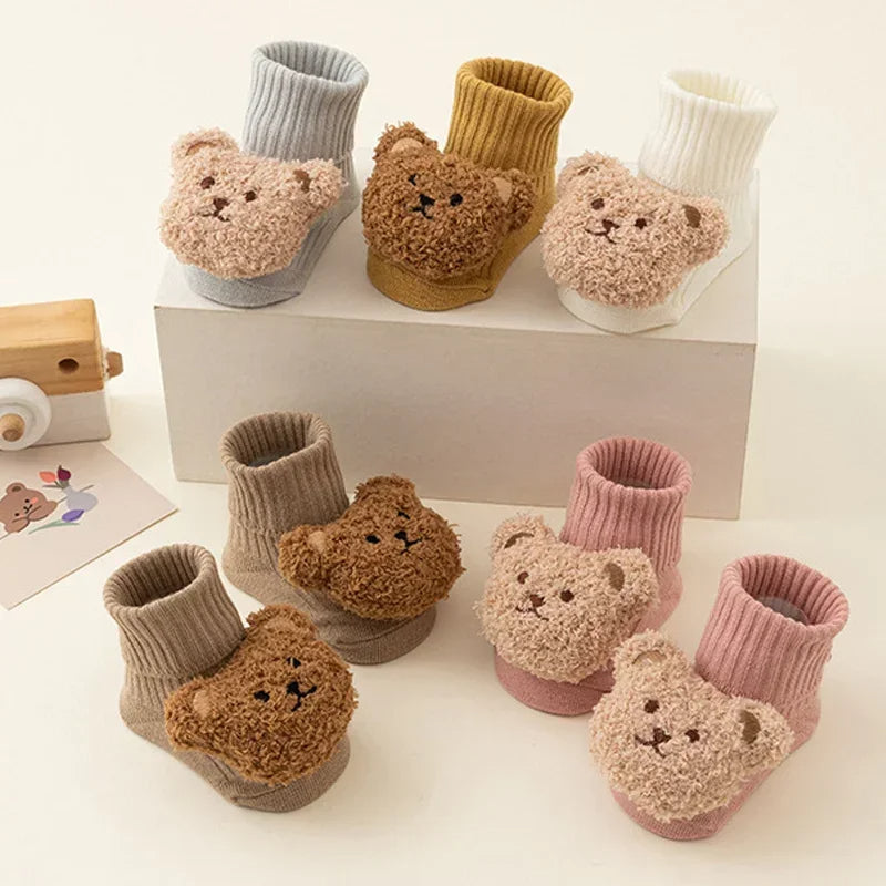 Fuzzy Bear Baby Booties