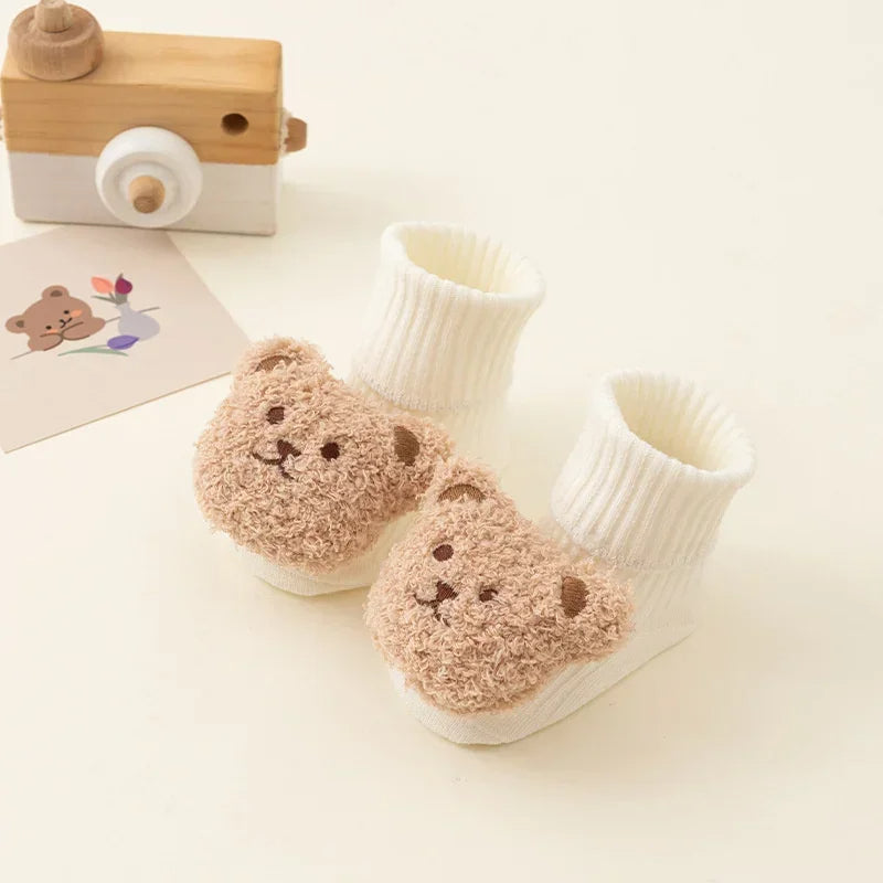 Fuzzy Bear Baby Booties