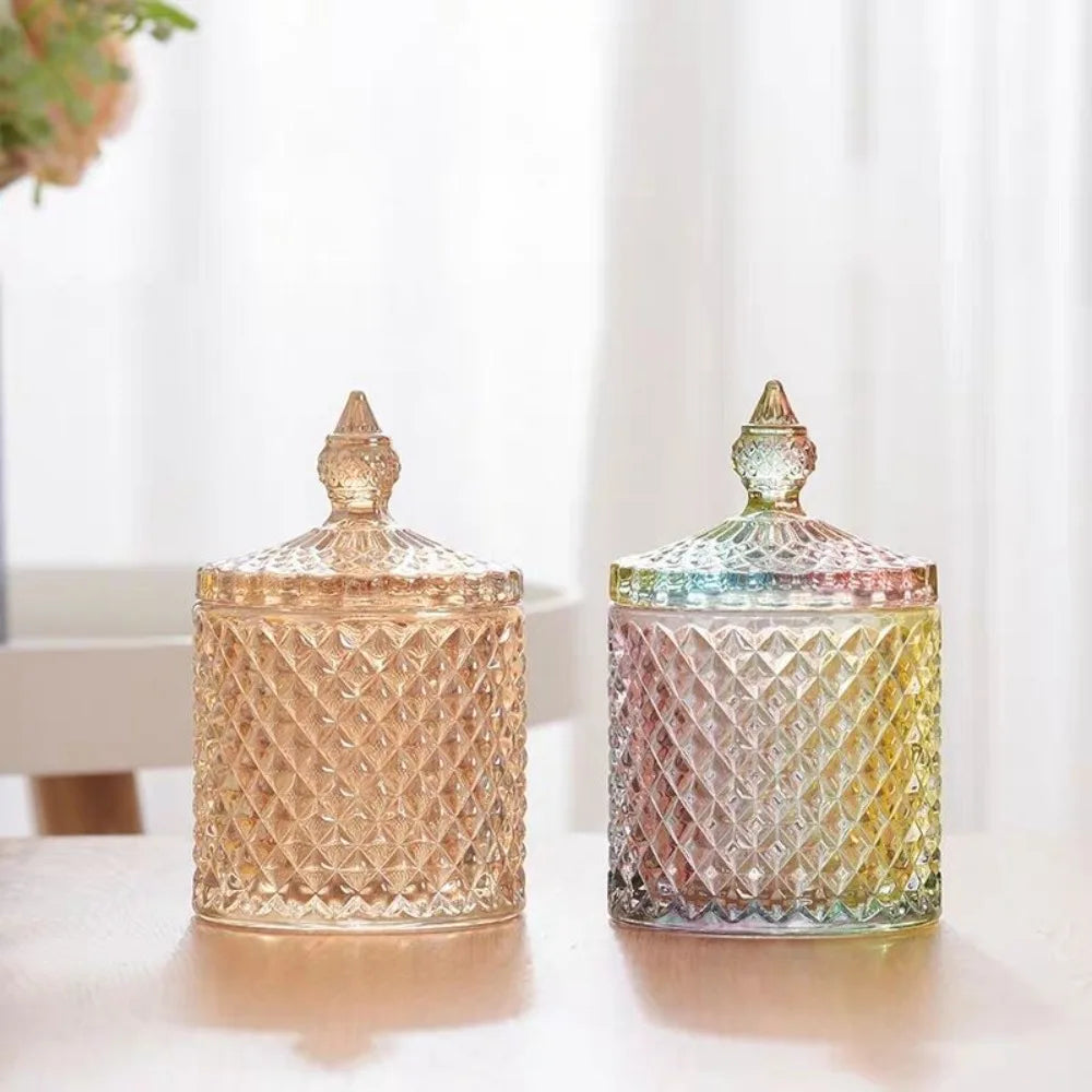 Luxe Diamond-Cut Glass Storage Jar