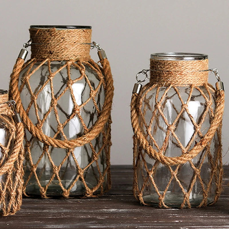 Rustic Hemp Rope Jar