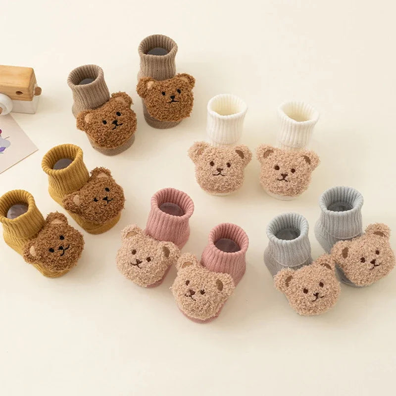 Fuzzy Bear Baby Booties