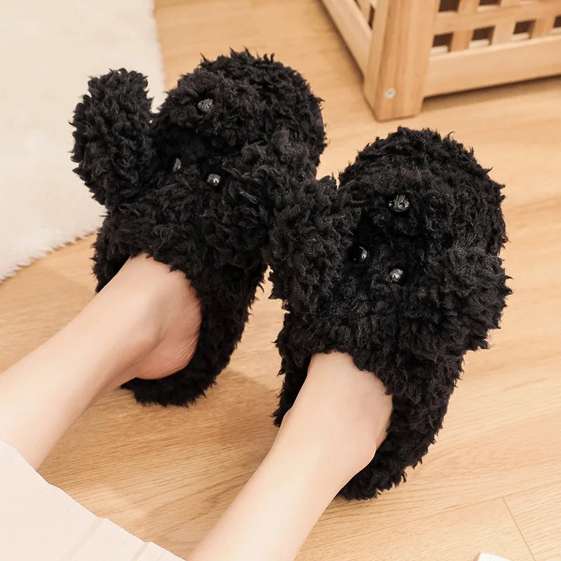 Puppy Plush Fuzzy Slippers