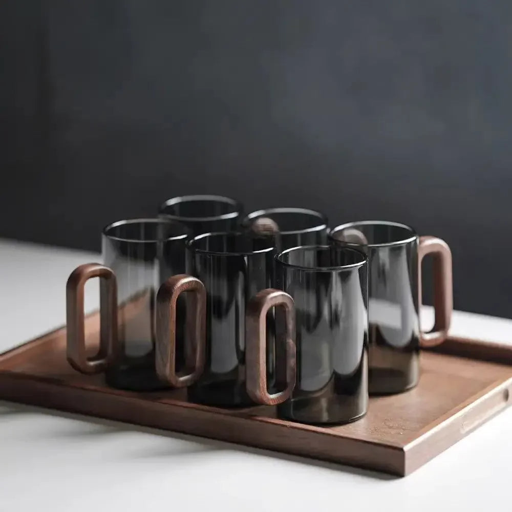 Walnut Grip Pyrex Glass Mug