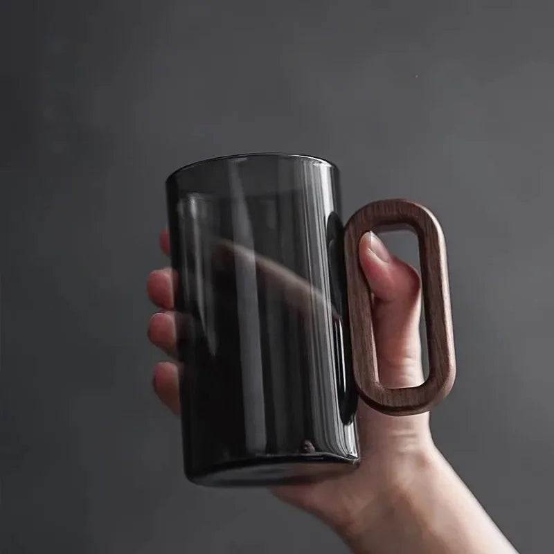 Walnut Grip Pyrex Glass Mug