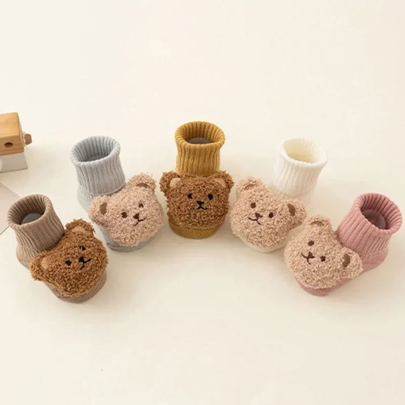 Fuzzy Bear Baby Booties