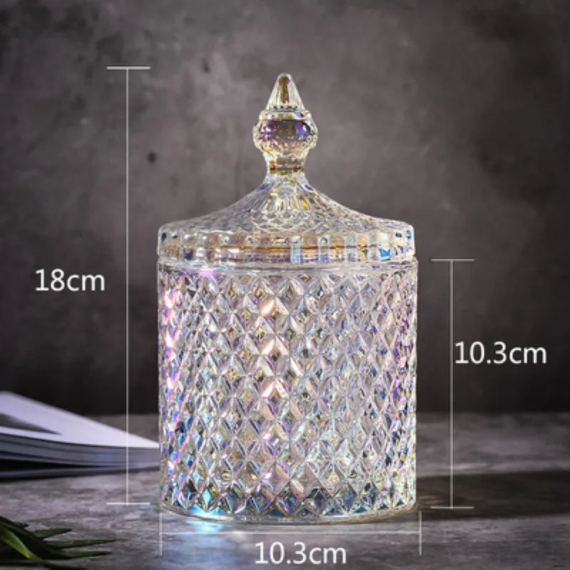 Luxe Diamond-Cut Glass Storage Jar
