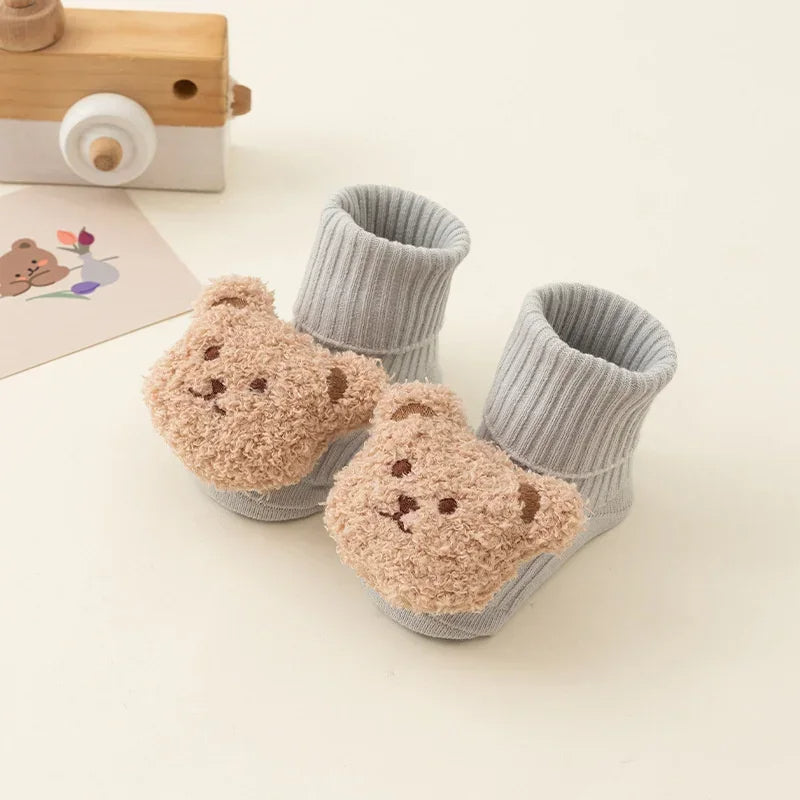 Fuzzy Bear Baby Booties