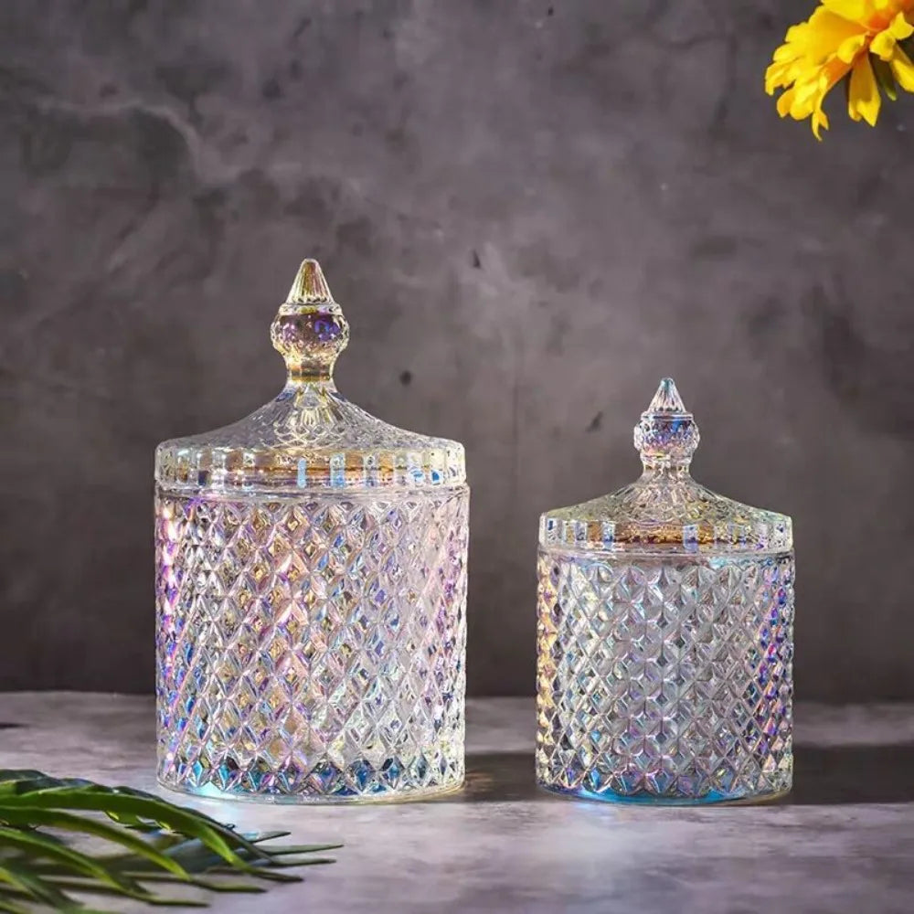 Luxe Diamond-Cut Glass Storage Jar