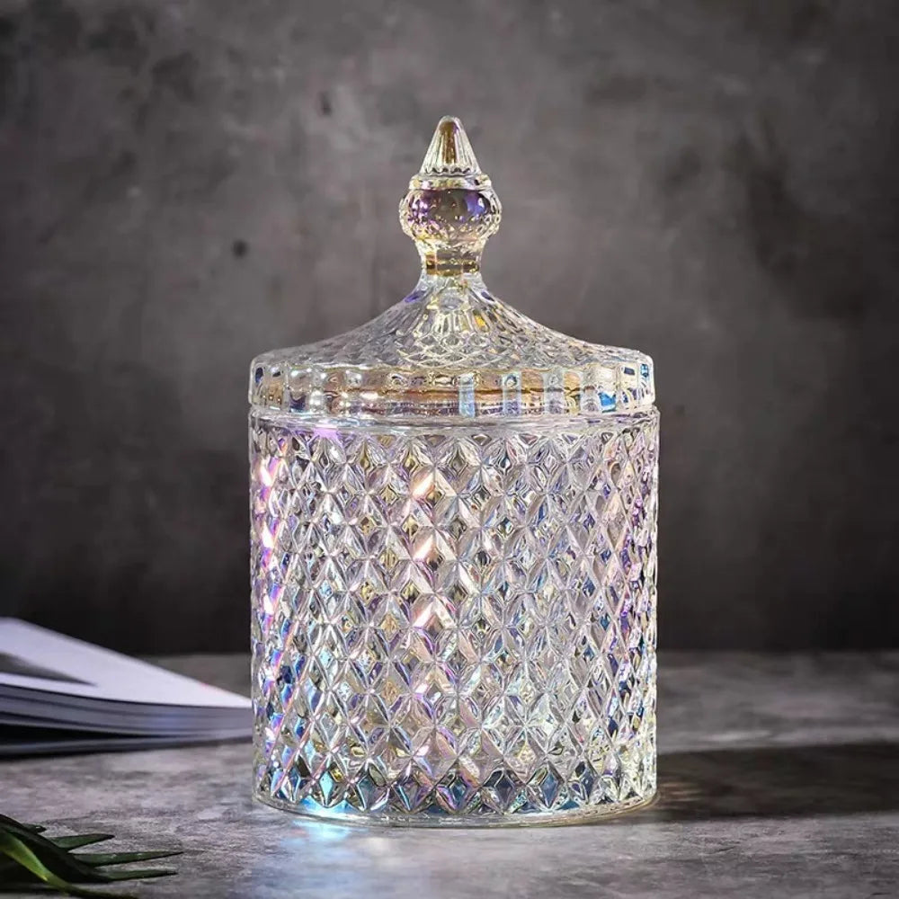 Luxe Diamond-Cut Glass Storage Jar
