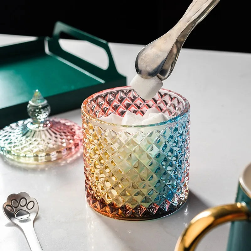 Luxe Diamond-Cut Glass Storage Jar
