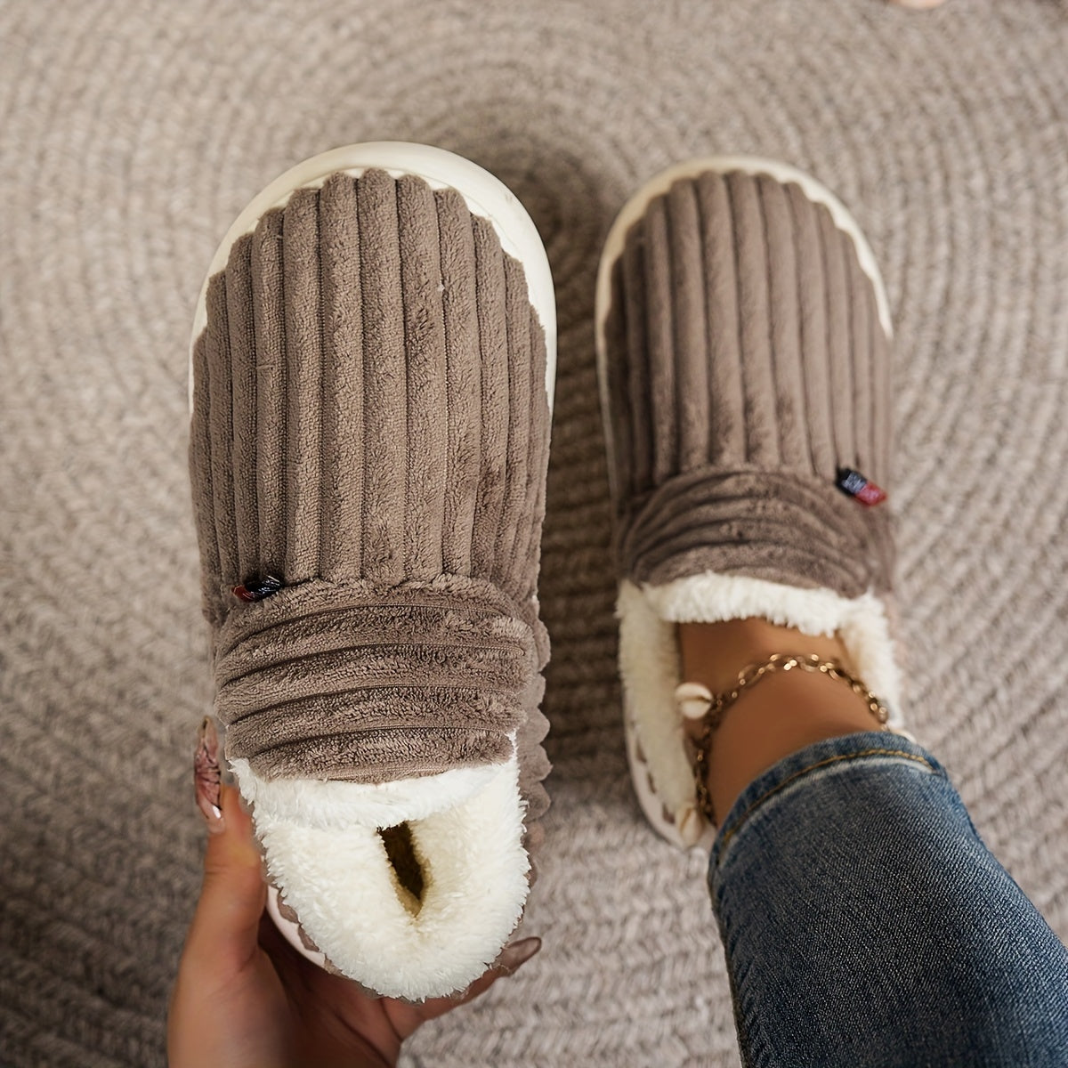 Alpine Plush Ribbed Slippers