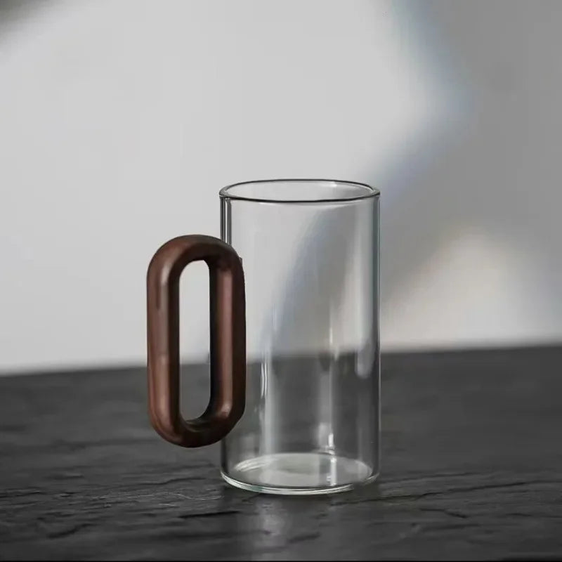 Walnut Grip Pyrex Glass Mug