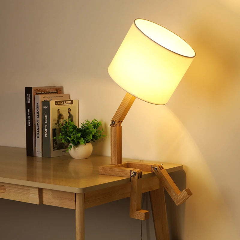 Human Expressions Adjustable Wooden Table Lamp