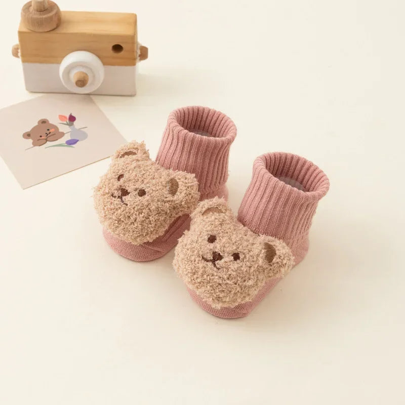 Fuzzy Bear Baby Booties