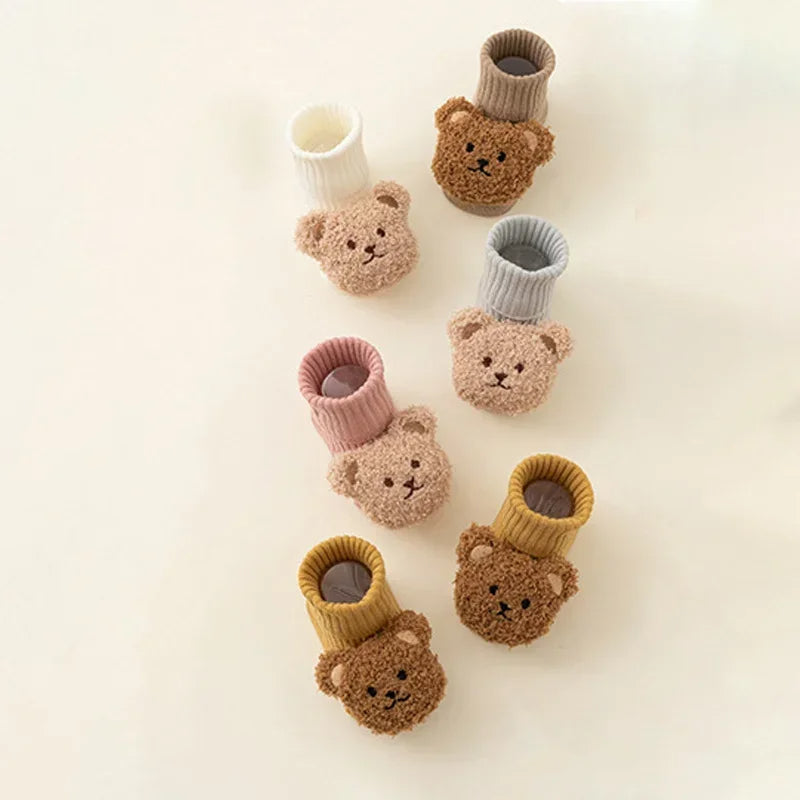 Fuzzy Bear Baby Booties