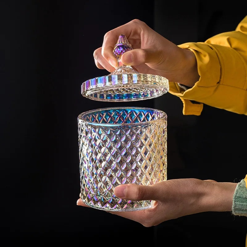 Luxe Diamond-Cut Glass Storage Jar