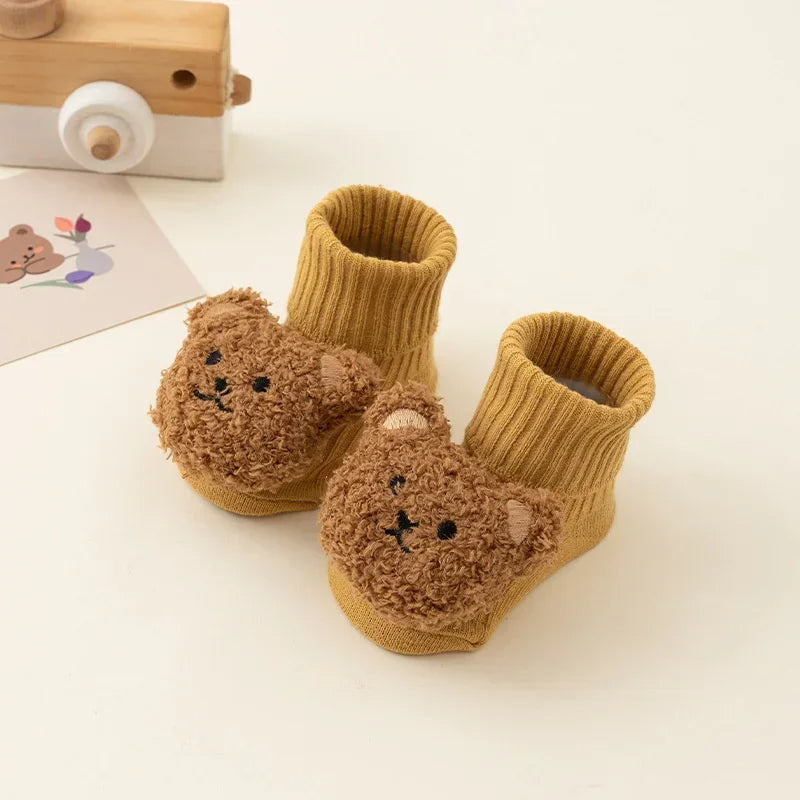 Fuzzy Bear Baby Booties