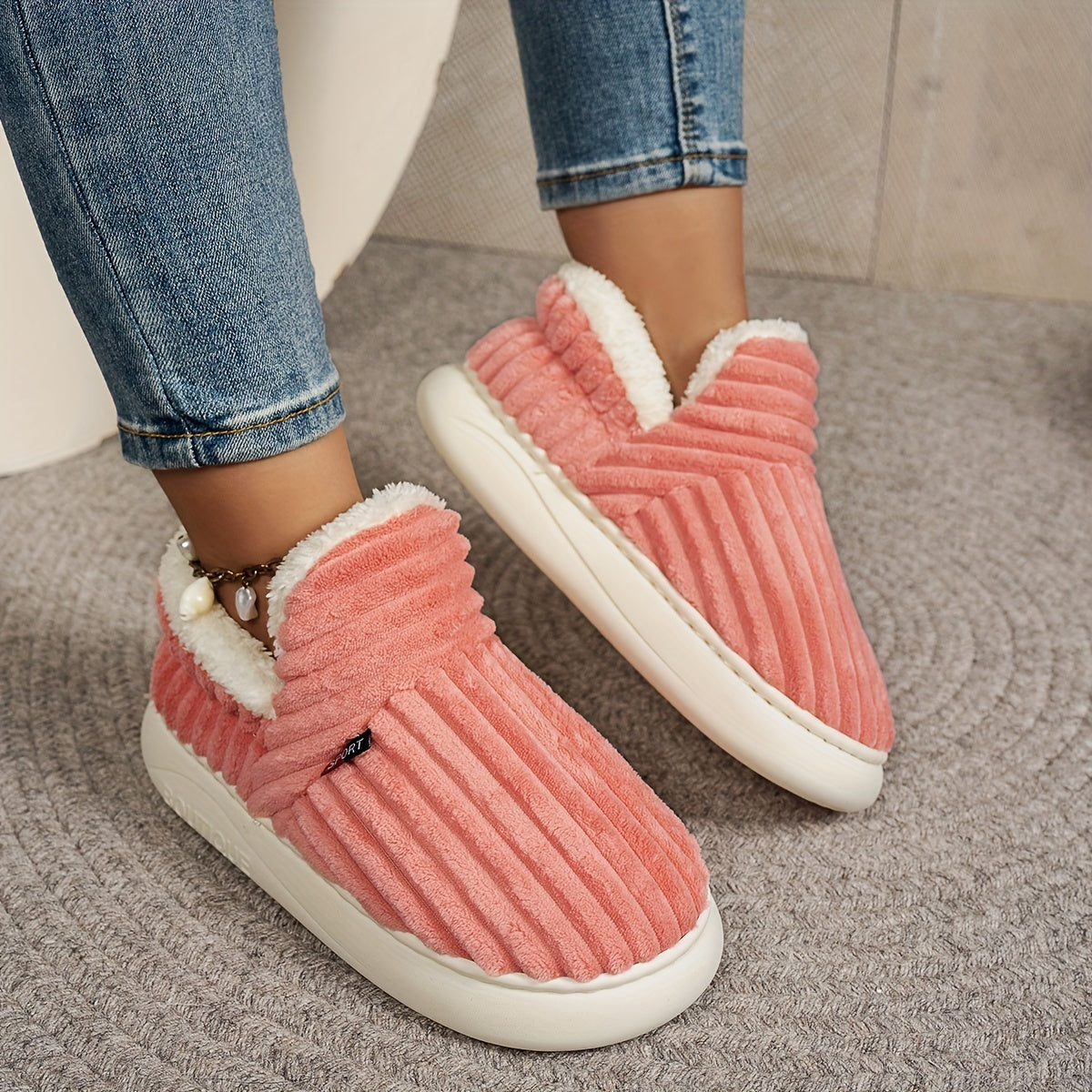 Alpine Plush Ribbed Slippers