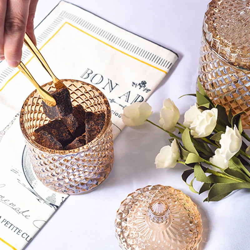 Luxe Diamond-Cut Glass Storage Jar