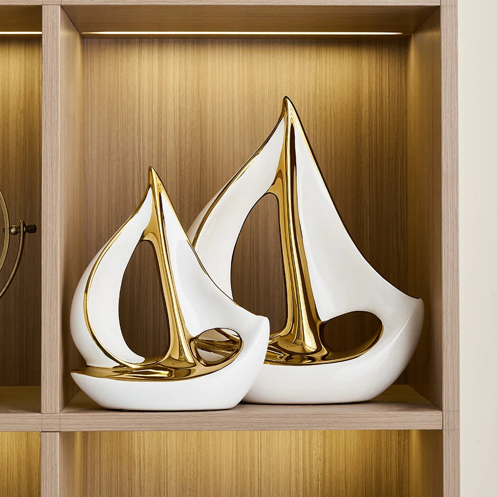 Ceramic Sailboat Sculpture