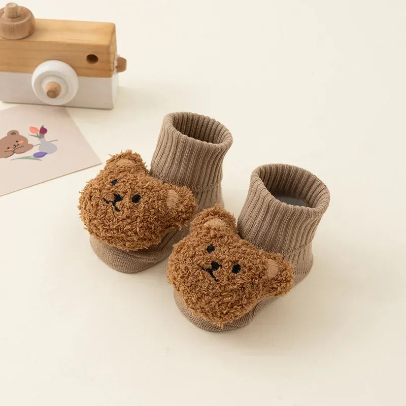 Fuzzy Bear Baby Booties