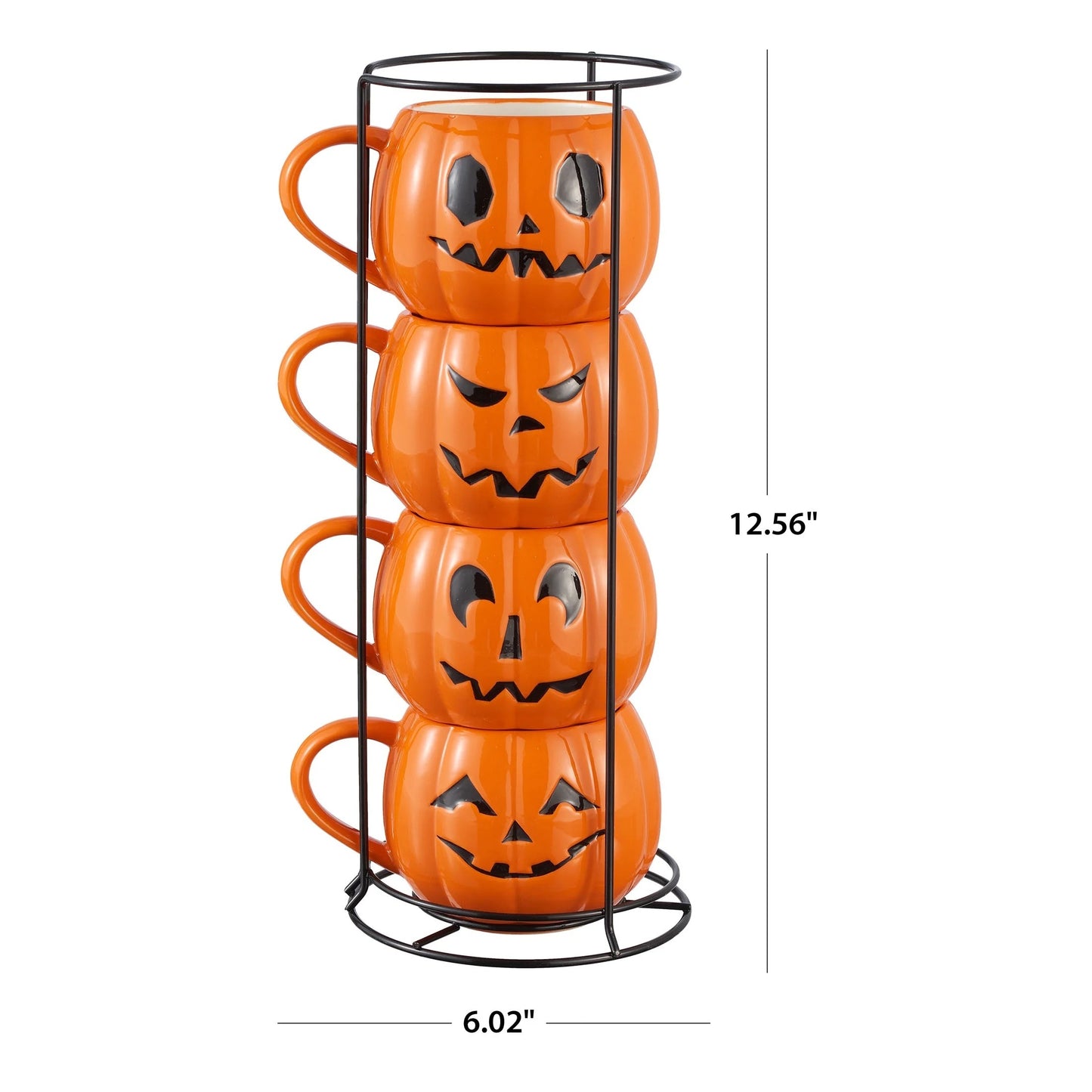 Jack-O’-Lantern Mug Set & Stackable Rack