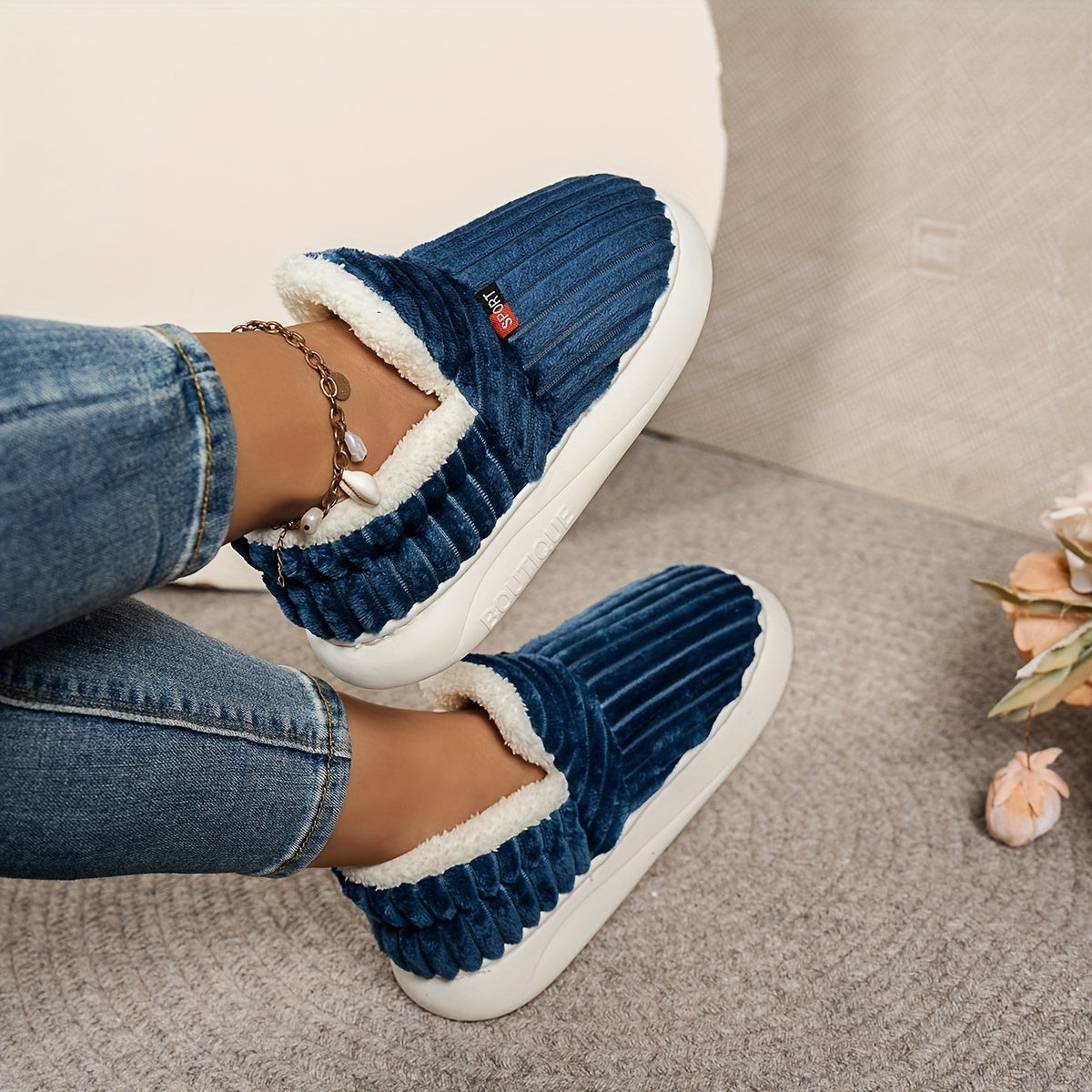 Alpine Plush Ribbed Slippers