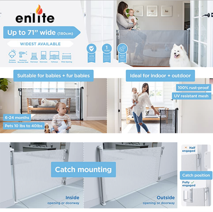 Enlite FlexiGaurd Retractable Baby Gate