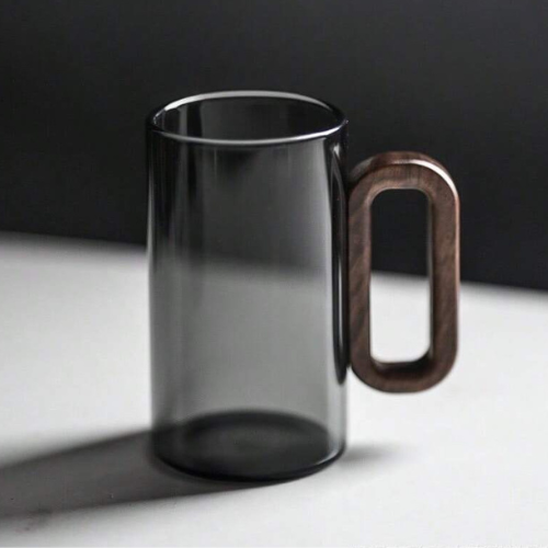 Walnut Grip Pyrex Glass Mug