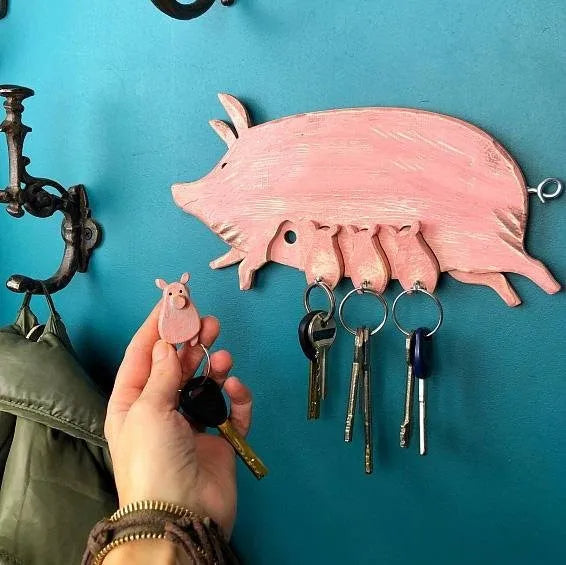 Wooden Pig Nursery Key Rack
