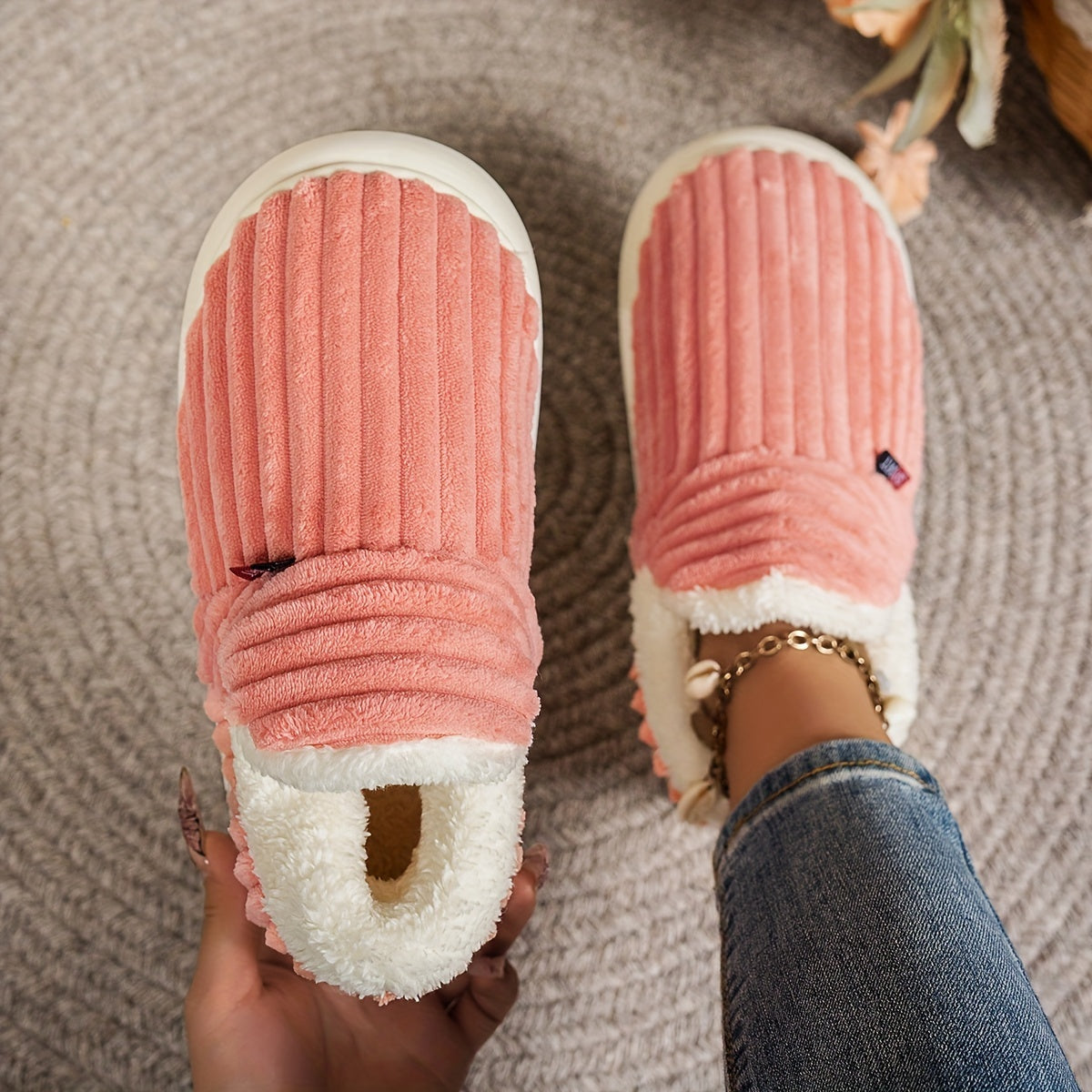 Alpine Plush Ribbed Slippers