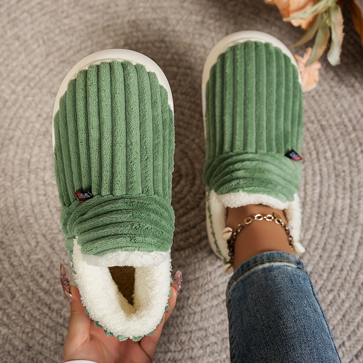Alpine Plush Ribbed Slippers