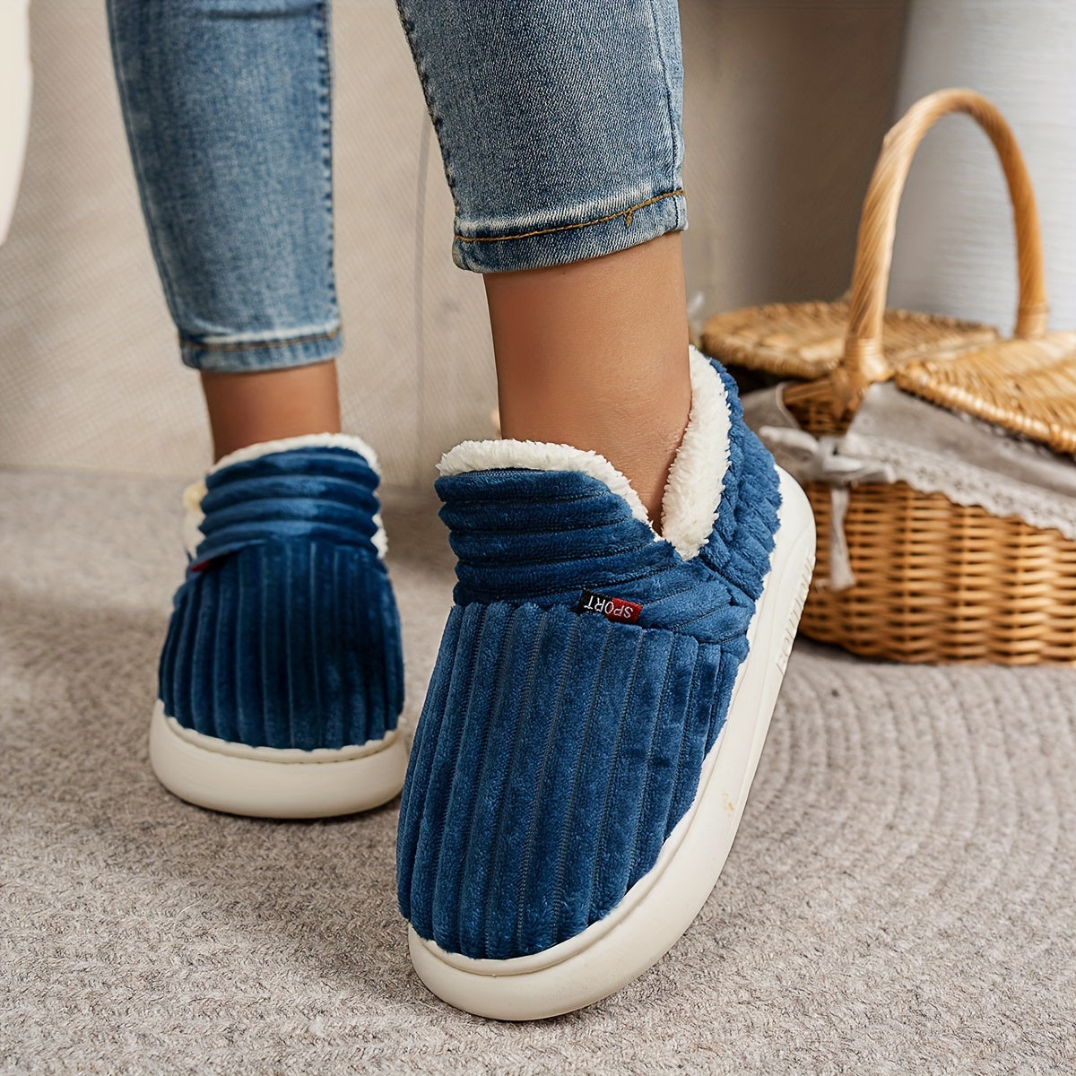 Alpine Plush Ribbed Slippers