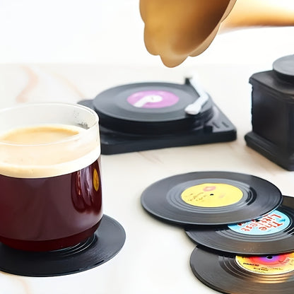 GrooveMaster Vinyl Record Coaster Set