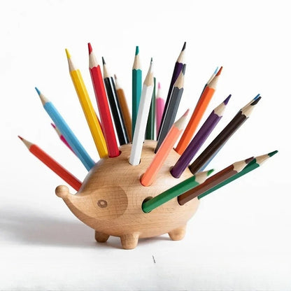 Wooden Hedgehog Pen Holder