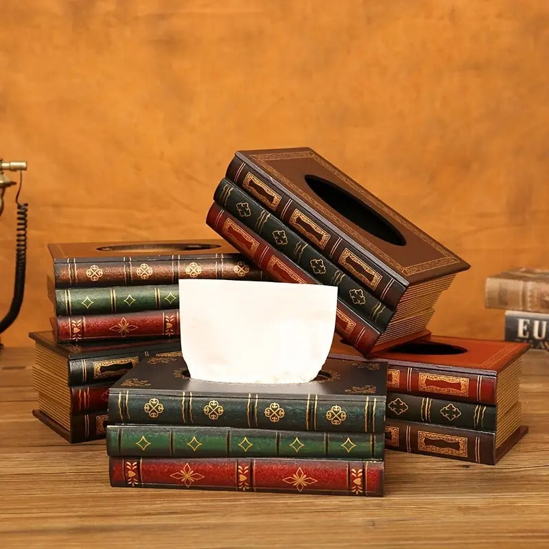 Vintage European Books Tissue Box