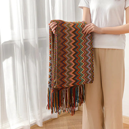 Bohemian Stripe Tassel Throw Blanket