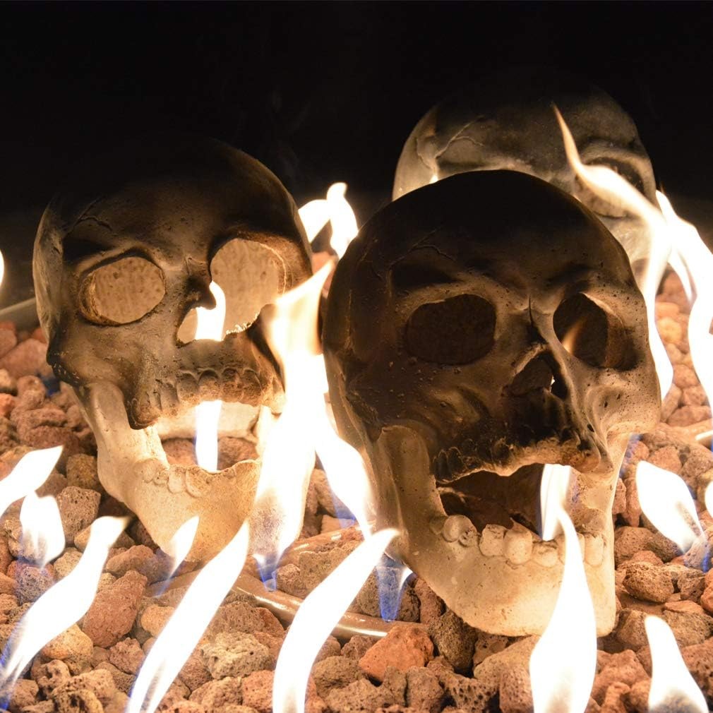 Flaming Fire Pit Skulls 6-Pack