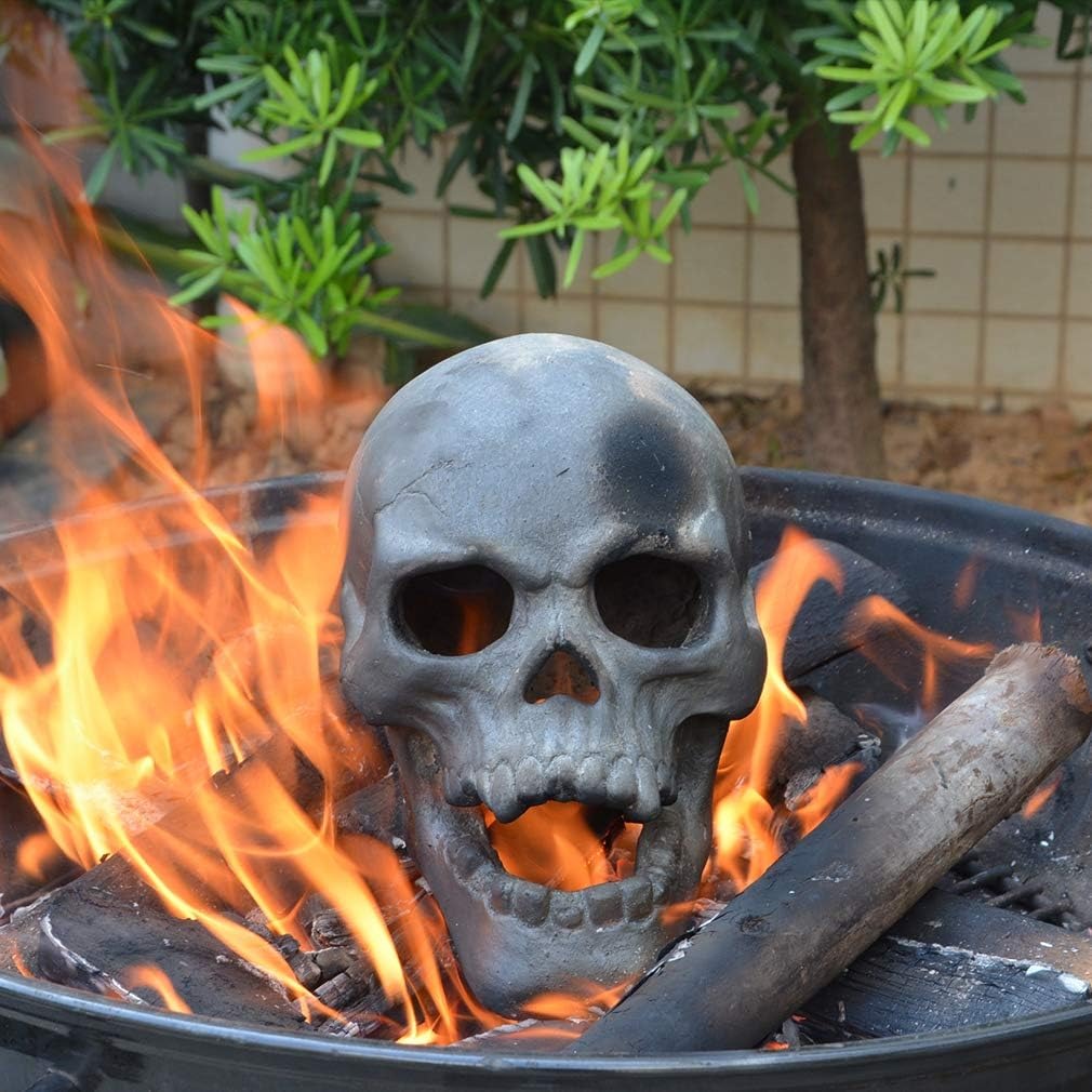 Flaming Fire Pit Skulls 6-Pack