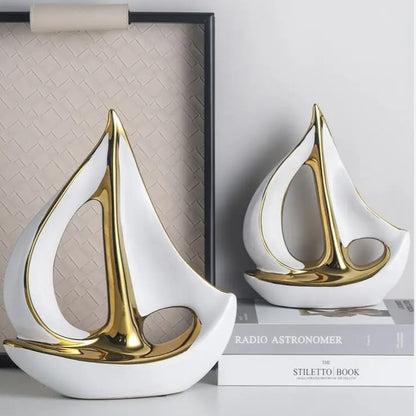 Ceramic Sailboat Sculpture