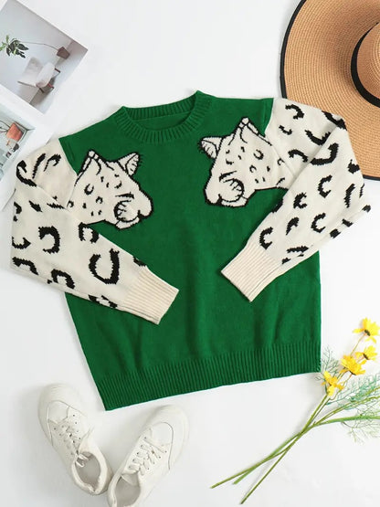 Leopard Crew Knit Sweater