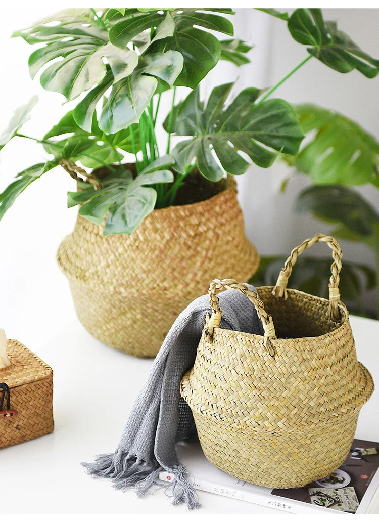 Nature's Nest Hand-Woven Wicker Flowerpot Holder