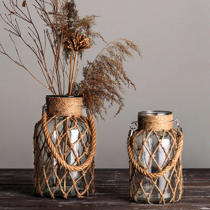 Rustic Hemp Rope Jar