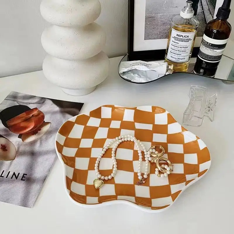 Vintage Checkered Organizer Tray