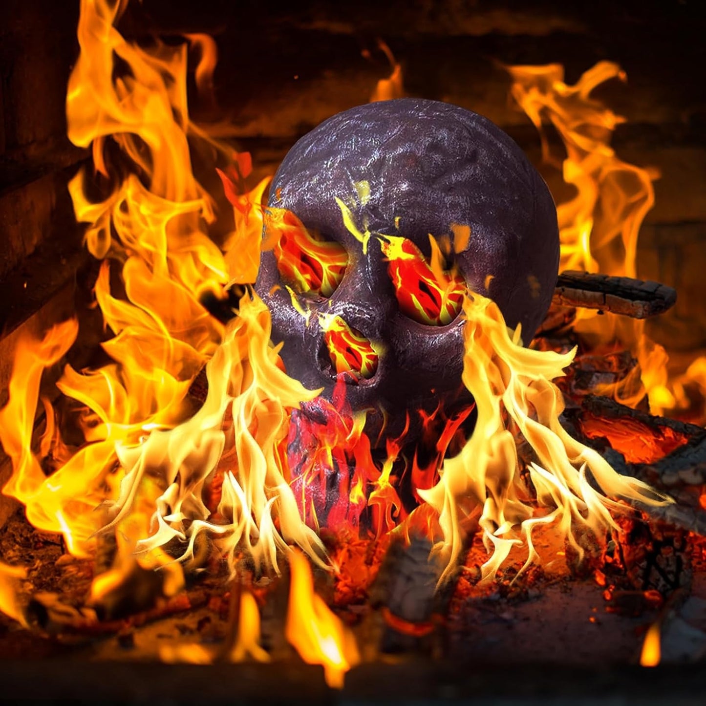 Flaming Fire Pit Skulls 6-Pack