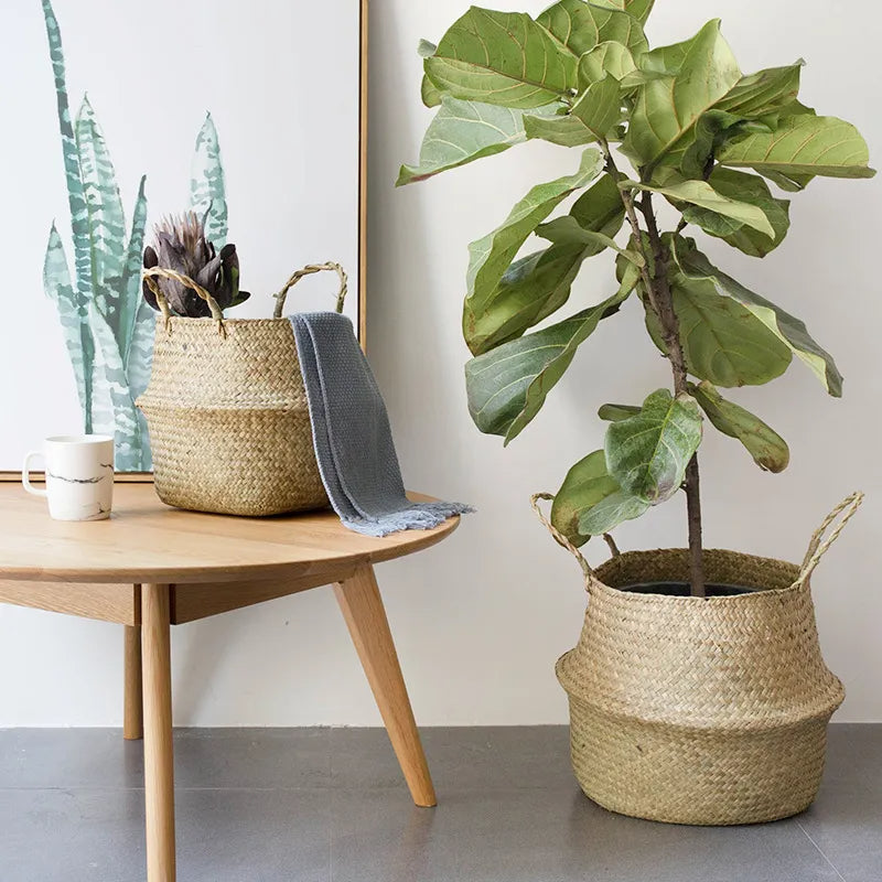 Nature's Nest Hand-Woven Wicker Flowerpot Holder